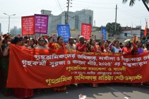 DWRN organised colourful Rally and Human Chain on May Day