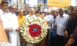 Manobadhikar Sangskrity Foundation Founder President Advocate Sultana Kamal, prominent journalist and columnist Syed Abul Maksud and among others paid homage in front of Rana Plaza building collapse